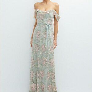 Dessy 3134 Willow Green embroidered tulle size 12